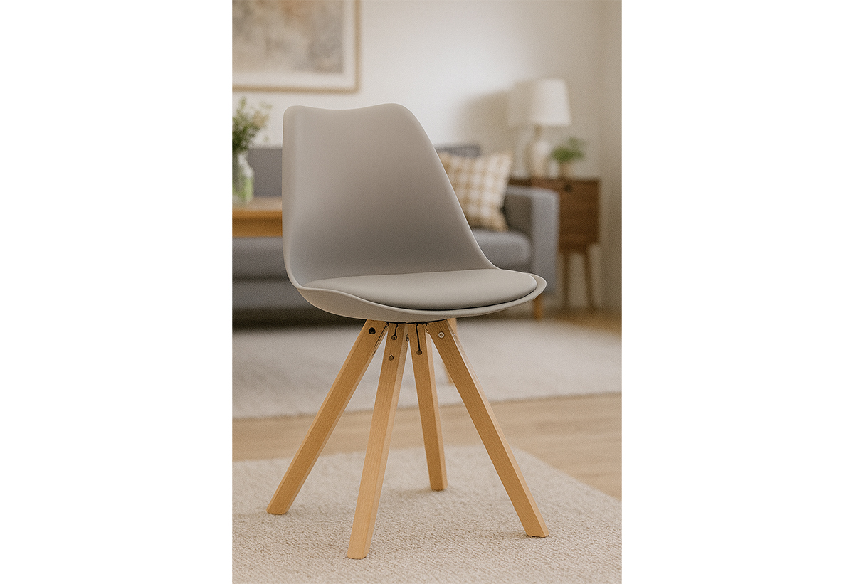 Απεικονίζεται η καρέκλα σε σαλόνι.